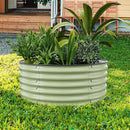 Round Raised Garden Bed Kit, 3.5x3.5x1.4Ft Outdoor Zinc-Aluminum-Magnesium Metal Flower Beds Stainless Steel Patio Ground Planter for Planting Vegetables (Light Green) by GreenHaven Gardens