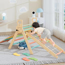 BlueWood 10-in-1 Pikler Triangle Set, Toddler Climbing Toys Indoor, Montessori Climber, Baby Jungle Gyms with Arch, Extra Rope Ladder & Footprint Balance Beam - Rose Garden by TinyTreasures Baby Boutique