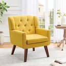 Accent Chair Button-Tufted Upholstered Living Room Chairs Comfy Reading Chair Mid Century Modern Chair with Linen Fabric Lounge Arm Chairs for Living Room Bedroom (Bright Yellow) by CozyNest Decor