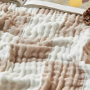 EMME Checkered Throw Blanket Cooling Cotton Blanket for Couch Soft Muslin Blankets 50"x60" Lightweight Breathable Cooling Soft All Season Gauze, Light Tan by CozyNest Decor