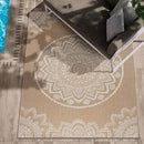 CAMILSON Outdoor Rug 8x10 Modern Area Rugs for Indoor and Outdoor Patios and Porches - Waterproof, Washable, Non-Shedding, Easy-to-Clean Outside Carpet (8 x 10, Medallion - Beige/White) by CozyNest Decor