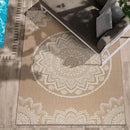 CAMILSON Outdoor Rug 5x7 Modern Area Rugs for Indoor and Outdoor Patios and Porches - Waterproof, Washable, Non-Shedding, Easy-to-Clean Outside Carpet (5 x 7, Medallion - Beige/White) by CozyNest Decor