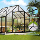 Amerlife 8x8x7 FT Ft Polycarbonate Greenhouse for Outdoors, Walk-in Design with Aluminum Frame, 2 Windows and Swing Door, Heavy-Duty Greenhouse Construction for Garden, Black by GreenHaven Gardens