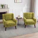 UIXE Accent Chair, Velvet Upholstered Armchair for Living Room, Modern Club Arm Chairs Comfy Single Sofa Button Tufted Bedroom Reading Seat - Green, Set of 4 by CozyNest Decor