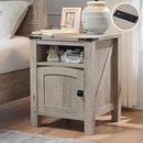 OKD Nightstand with Charging Station Set of 2, 18 Inchs Farmhouse End Table with Adjustable Storage Shelf, Rustic Wood Sofa Side Table for Bedroom by CozyNest Decor
