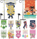 12 Set Seasonal Garden Flags 8 Modes Solar LED Double Sided 12 x 18 Inch Small Yard Flag Outdoor Lighted Spring Summer Easter Graduation Memorial Day Garden Decor for All Seasons, 12 Styles by GreenHaven Gardens