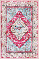 Lahome Boho Round Rug - 6Ft Washable Area Rug, Non-Slip Small Bathroom Rug, Lightweight Bedroom Throw, Oriental Distressed Print Carpet for Entryway, Sofa, Nursery, Kids Room by TinyTreasures Baby Boutique