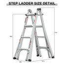 Multi-Position Foldable Aluminum Ladder, A-Frame And Straight Ladder, Ansi 250Lbs - Gray by HouseOfZazla