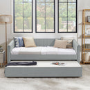 Upholstered Daybed With Trundle With Vertical Stripes