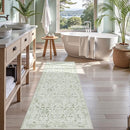 Sage 3x7 Runner Rug for Hallways Bed Side Kitchen, Boho Washable Distressed Low-Pile Floor Entryway Long Bathroom Mat, Non-Slip Laundry Room Washstand Front Carpet Green 36x84 Inch by TinyTreasures Baby Boutique