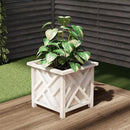 Planters Box - 14.75in Lattice Flower Box Plant Pot - Outdoor Patio Planters and Flower Boxes for Front Porch or Garden Decor by Pure Garden (White) by GreenHaven Gardens