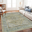 Washable Area Rug 4'x6' Traditional Floor Cover Foldable Thin Rugs Retro Kitchen Indoor Distressed Non Slip Carpet Floral Print Mat Bedroom Living Room by TinyTreasures Baby Boutique