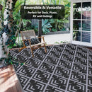 Outdoor Plastic Straw Rug, Waterproof Outdoor Rugs for Patios Clearance, Reversible Area Rug, Large Outside Carpet for Camping, Balcony, RV, Deck, Picnic, Beach (6x9ft Boho/Black&Grey) by GreenHaven Gardens