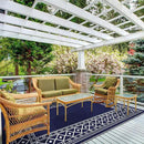 GENIMO Outdoor Rug Waterproof for Patio Decor, 5'x8' Reversible Plastic Straw Rug Carpet, Camping Mats for Outdoor, RV, Backyard, Deck, Balcony, Picnic, Blue & White by CozyNest Decor