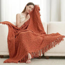 Amélie Home Knit Throw Blanket with Tassels for Couch, Luxury Boho Throw Blanket for Summer Orange, 50"x60" by CozyNest Decor