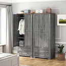 Brafab Armoire Wardrobe Closet with 2 Modern Doors, 71" Tall Freestanding Closet Wardrobe Cabinet with Drawers and Hanging Rail, Light Wooden Storage Cabinet with Shelve for Bedroom (Grey, 4 Doors) by CozyNest Decor