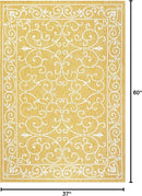 JONATHAN Y SMB106L-3 Charleston Vintage Filigree Textured Weave Indoor Outdoor Area Rug, Classic Traditional Easy-Cleaning,Bedroom,Kitchen,Backyard,Patio,Non Shedding, 3 X 5, Yellow/Cream by GreenHaven Gardens
