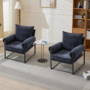 YISHENG Accent Chair with 6-Angle Adjustable Backrest, Chenille Fabric Living Room Chair Upholstered Lounge Chair, Modern Chair Cozy Reclining Chair for Reading Room, Set of 2 Dark Blue by CozyNest Decor