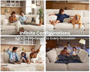 Oversized Modular Sofa, Extra Deep Cloud Corduroy Sectional Couch with Ottoman Chaise, Fluffy Chenille 6 Seat U-Shaped Sofa for Living Room, Villa (U Shape 6 Seater, Corduroy White) by CozyNest Decor
