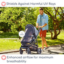 Stroller Sun Shade - Universal UV Protection Cover for Strollers Sunshade with See Through, Clip-On Sun Blocker, Sun Shield for Baby, Breathable Adjustable Fit, Full Coverage, Large by TinyTreasures Baby Boutique