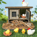 Hiawbon Miniature Retro Wooden Chicken Coop Mini Family Chicken,Hen,Chick,Egg,Chicken Nest Ornament Micro Landscape Fairy Garden Decor by GreenHaven Gardens
