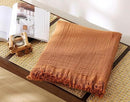 100% Cotton Muslin Throw Blanket for Bed, Couch, Travel, Luxuriously Soft, Pre-Washed, Breathable and Lightweight Gauze Blanket with Tassels, Suitable for All Seasons, Rust, 50"x60" by CozyNest Decor