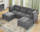 Oversized Modular Sofa, Extra Deep Cloud Chenille Sectional Couch with Ottoman Chaise, Fluffy Chenille 5 Seater Sofa Bed for Living Room, Villa (U Shape 5 Seater, Chenille Grey) by CozyNest Decor