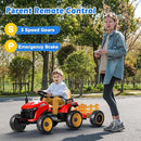 24V Ride On Tractor w/Tiltable & Detachable Trailer, 2x65W Motors, EVA Tires, Remote Control, Bluetooth, Shifter, Music, Electric Car for Kids Ages 2-5, Red by TinyTreasures Baby Boutique