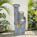 31" Modern Outdoor Water Fountain with LED Lights, 5-Tier Twist Pedestal Bowl Garden Fountain, Cascading Waterfall for Relaxing Garden, Patio, Backyard, Deck, Porch or Home Decor by GreenHaven Gardens