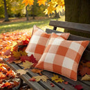 decorUhome Fall Orange and White Decorative Throw Pillow Covers 12x20 Set of 2, Lumbar Buffalo Plaid Check Farmhouse Cushion Covers with Stitched Edge for Autumn Harvest Couch Sofa Bed Home Decor by CozyNest Decor