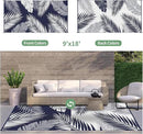 GENIMO Outdoor Rug 9' x 18' Waterproof for Patios Clearance, Reversible Outdoor Plastic Straw Camping Rug Carpet, Large Area Rugs Mats for RV, Camper, Deck, Balcony, Porch, Beach, Navy Blue&White by CozyNest Decor