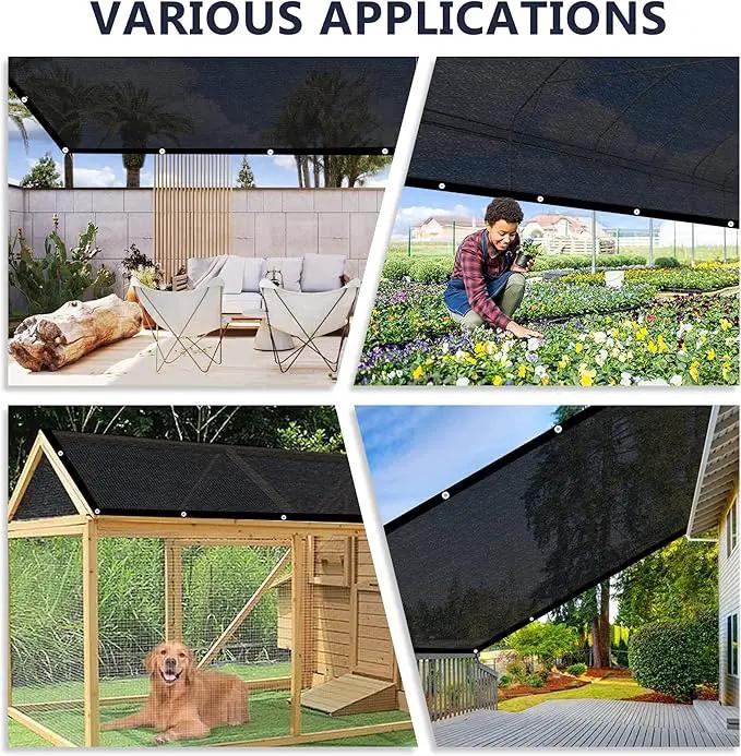 VICLLAX 90% Shade Cloth, 4x5FT Durable Black Mesh Trap with Every 3 FT Grommet, Sun Shade Fabric Netting for for Plants Cover, Greenhouse, Chicken Coop, Barn Kennel, Garden Patio, photo 5 of 6