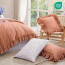 Full Comforter Set - 7 Pieces Ruffle Autumn Leaf Bedding Sets, Shabby Chic Farmhouse Bed in a Bag Full with Ruffle Comforter, Floral Sheets, Pillowcases & Shams by CozyNest Decor
