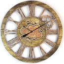 The Gears Clock 36'' Inch Real Moving Gear Wall Clock Vintage Industrial Oversized Rustic Farmhouse (Gold Antique) by CozyNest Decor