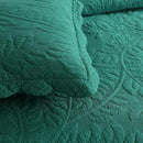 MarCielo 3-Piece 100% Cotton Oversized Bedspread Lightweight Quilt Coverlet Embroidery Farmhouse Bedding Set T0 (Emerald, Oversized Queen (100"x106")) by CozyNest Decor