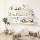 White Floating Shelves Wall Shelf 48 Inch, 8 Inch Deep Floating Shelf for Wall, Farmhouse Black Wood Shelves Invisible Bracket for Living Room, Bedroom, Kitchen, 48 x 9.3 x 1.4 Inch, Set of 2 by CozyNest Decor