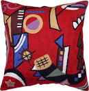 Kandinsky Red Abstract Pillow Cover Gegen Modern Pillowcase Scarlet Reds Abstract Chair Cushion Contemporary Pillow Farmhouse Pillows Couch Handembroidered Wool Size 18x18 by CozyNest Decor