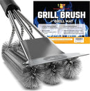 KITCHEN PERFECTION Safe Wire Grill Brush for Outdoor Grill w/Grill Scraper & Grill Mat Grill Cleaning Kit -Extended Handle BBQ Brush for Effortless Grill Cleaning Grill Cleaner Brush Barbecue Tools by GreenHaven Gardens