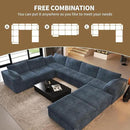 Oversized Modular Sectional Cloud Couch,157.5" U Shaped Modern Sofa with 2 Ottoman and 2 Middle Seats,Upholstered Couches with Corduroy Fabric for Living Room Furniture,No Assembly Required,Blue by CozyNest Decor