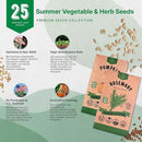 Organo Republic 25 Summer Vegetable & Herb Garden Seeds Variety Pack - 6,820+ Non-GMO Heirloom Veggie & Herb Seeds for Outdoors & Indoor Home Gardening: Tomato, Okra, Bean, Cucumber, Basil, Rosemary by GreenHaven Gardens