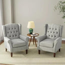Accent Chair, Upholstered Armchair with Button Tufted High Back & Solid Wood Legs, Comfy Wingback Reading Single Sofa Chair for Small Spaces, Living Room, Bedroom (Light Grey, Set of 2) by CozyNest Decor