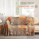 Boho Throw Blanket for Bed 60”x80”, 100% Cotton Woven Blanket for Couch Sofa, Ultra Soft 4-Layer Muslin Quilt with Patchwork Floral Printed, Farmhouse Bed Blanket/Cover for Living Room Decor by CozyNest Decor