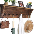 WEBI Coat Rack Wall Mount with Shelf,8 Peg Hooks,34" Long Rustic Entryway Wall Shelf with Hooks Underneath for Hanging Coats,Clothes,Bathroom,Rustic Brown by CozyNest Decor