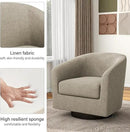 Swivel Barrel Accent Chair, Modern Round Linen Arm Chair for Living Room, Bedroom, Comfy Club Reading Chairs for Adults, Linen Fabric, Light Brown, Set of 2 by CozyNest Decor