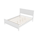 Queen Size Platform Bed With Tapered Pine Legs, No Box Spring Needed - White by HouseOfZazla
