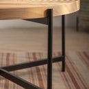 33" Modern Thread Design Round Coffee Table, MDF Table Top with Cross Legs Metal Base