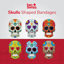 BioSwiss Bandages, Sugar Skull Shaped Self Adhesive Bandage, Latex Free Sterile Wound Care, Fun First Aid Kit Supplies for Kids, 24 Count by TinyTreasures Baby Boutique