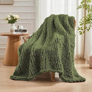 Carriediosa Chunky Knit Throw Blanket 60" X 80" Twin, 100% Hand Made Large Chenille Loop Yarn Soft Fluffy Throws for Couch Sofa Bed, Big Crochet Cozy Heavy Thick Cable Woven Blankets, Olive Green by CozyNest Decor