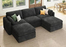 HONBAY Grey Chenille Fabric Modular Sectional Sofa with Storage, U Shaped Sectional Couch for Living Room, 111.10W x 66.20D x 35.40H inches by CozyNest Decor