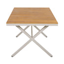 Outdoor 7-Piece Dining Set - Rectangular Teak Wood Table + 6 Wicker Chairs with Cushions by HouseOfZazla